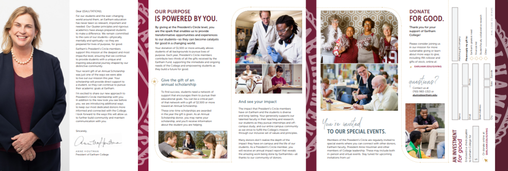 Inside spread of a fundraising mailer